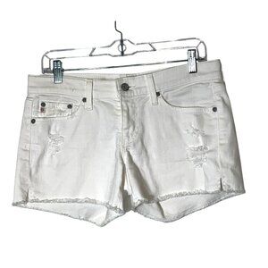 AG Adriano Goldschmied The Carrie White Distressed Denim Shorts Size 27